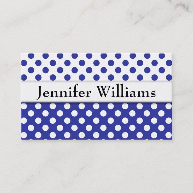 Affärskortet Modern Professionell Blue Polka Dot Visitkort (Framsida)
