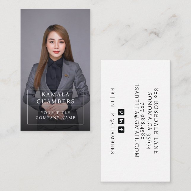 Affärskortet Modern Professionell Business Photo Visitkort (Fram/baksida)