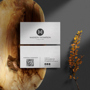 Affärskortet Modern Professionell Grått Qr-kod Visitkort