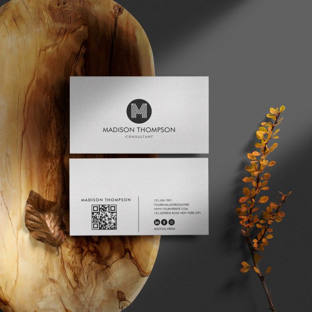 Affärskortet Modern Professionell Grått Qr-kod Visitkort (Skapare uppladdad)
