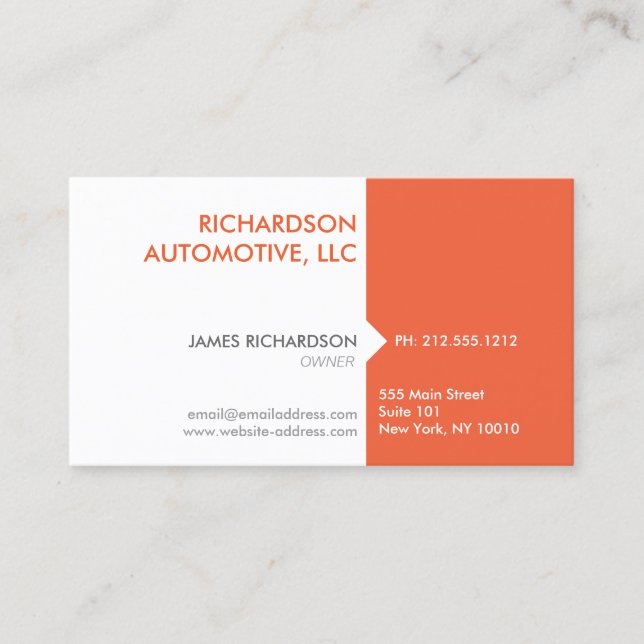 AFFÄRSKORTET MODERN & PROFESSIONELL ORANGE/VITE VISITKORT (Framsida)
