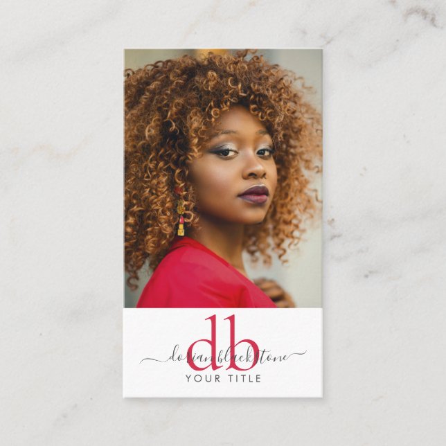 Affärskortet Modern Professionell Photo Monogram Visitkort (Framsida)