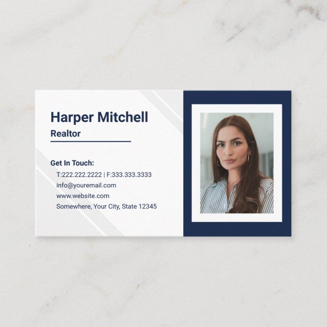 Affärskortet Modern Professionell Realtor Photo  Visitkort (Framsida)