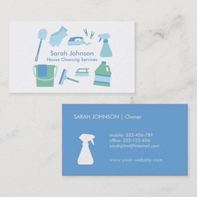 Affärskortet Modern Professionell Städning tjänst Visitkort (Fram/baksida)