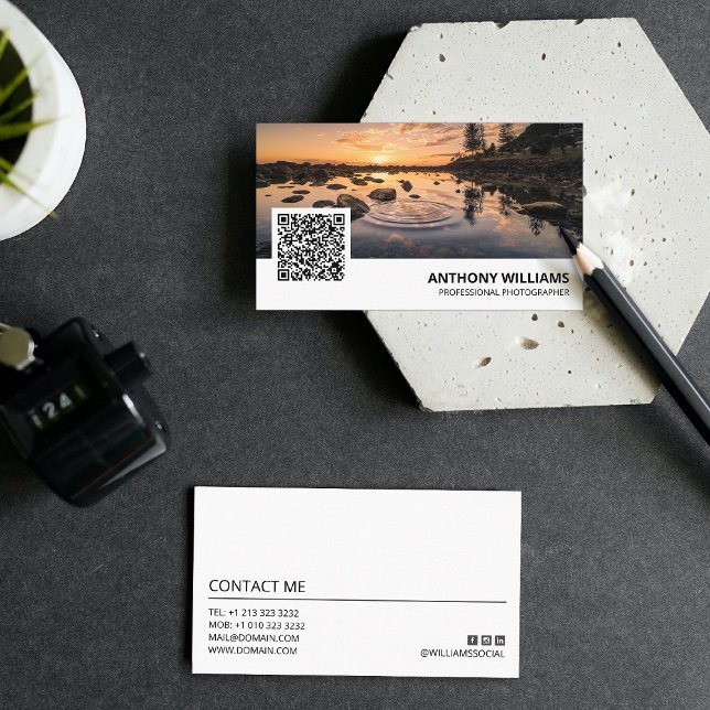 Affärskortet Modern QR-kodfotograf Visitkort (Skapare uppladdad)