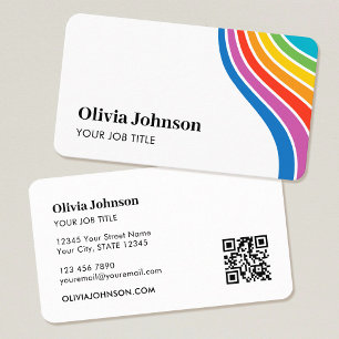 Affärskortet Modern Rainbow Wave QR-Anpassningsbar Visitkort