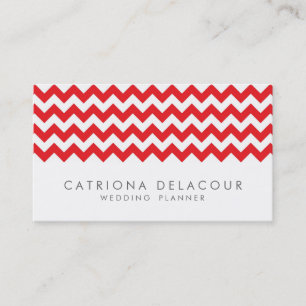 Affärskortet Modern Red and White Chevron Mönste Visitkort
