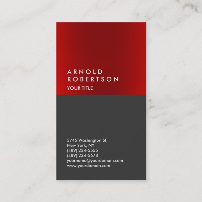Affärskortet Modern Red Grått Coola Professionell Visitkort (Framsida)