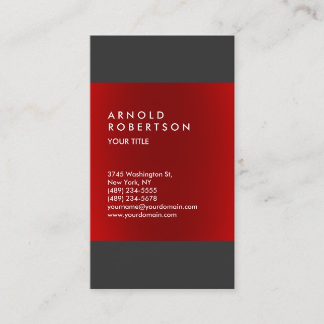 Affärskortet Modern Red Grått Trendig Professionel Visitkort (Framsida)