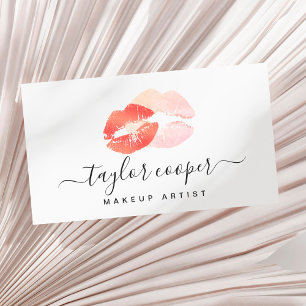 Affärskortet Modern Red läppar makeup artist Visitkort