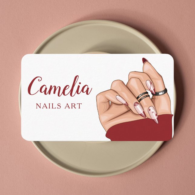 Affärskortet Modern Red Nail Artist Salon Qr Code Visitkort (Skapare uppladdad)