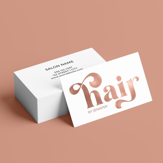 Affärskortet Modern Ro Typography Hair Stylist Visitkort (Card shown in standard size, choose size, paper, and corner style.)