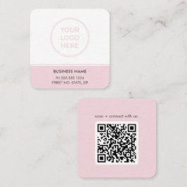 Affärskortet Modern Rosa QR-Logotyp Fyrkantigt Visitkort
