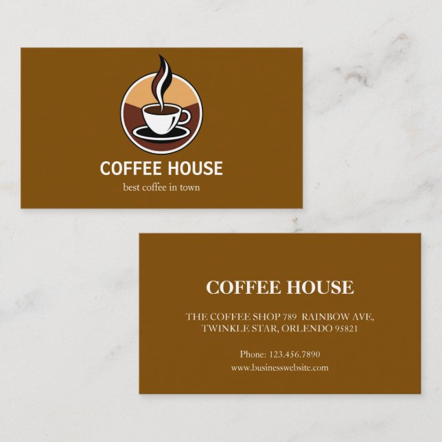 Affärskortet Modern Simple Coffee Shop Visitkort (Fram/baksida)