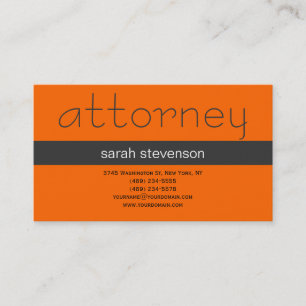 Affärskortet Modern Simple Grått Orange Attorney Visitkort