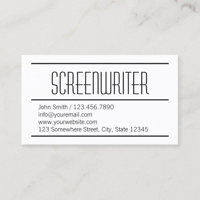 Affärskortet Modern Simple Screenwriter Visitkort (Framsida)