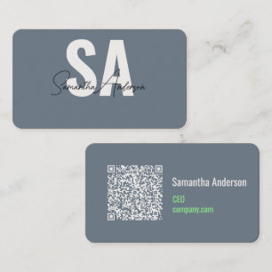Affärskortet Modern Slate Grått & Mint Grönt QR Visitkort