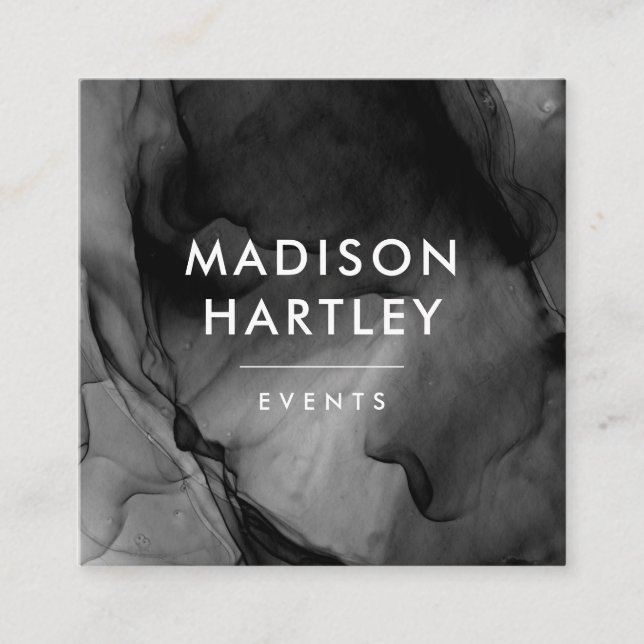 Affärskortet Modern svart vattenfärgsruta Fyrkantigt Visitkort (Framsida)