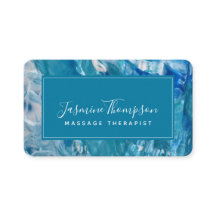 Affärskortet Modern Teal Blue Abstrakt Art Round