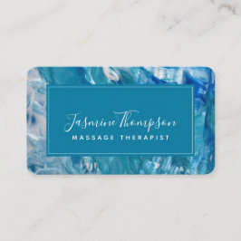 Affärskortet Modern Teal Blue Abstrakt Art Round Visitkort