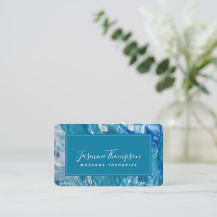 Affärskortet Modern Teal Blue Abstrakt Art Round Visitkort