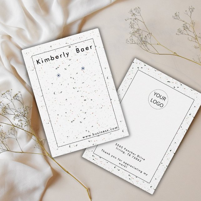 Affärskortet Modern Terrazzo Logotyp Earring Visni Visitkort (Skapare uppladdad)