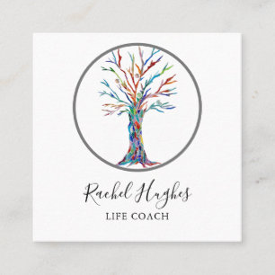 Affärskortet Modern Träd Life Coach Square Fyrkantigt Visitkort