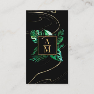 Affärskortet Modern tropisk marmor Monogram Visitkort