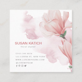 Affärskortet Modern vattenfärgsblommigt Fyrkantigt Visitkort