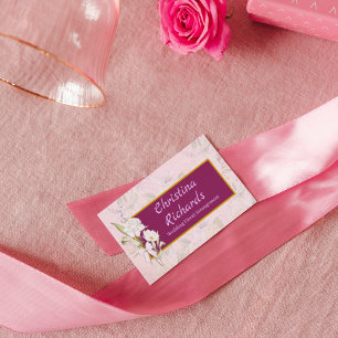Affärskortet Modern Vit ros Rosa Blommigt Logotyp Visitkort