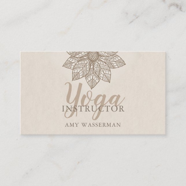 Affärskortet Modern Yoga Instructor Lotus Flower Visitkort (Framsida)