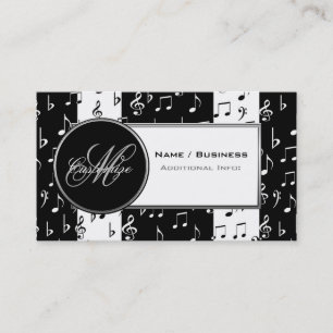 Affärskortet Monogram Black & White Music Visitkort