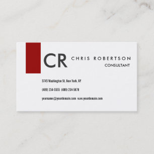 Affärskortet Monogram Black White Red Rand Visitkort