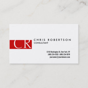 Affärskortet Monogram Black White Red Rand Visitkort