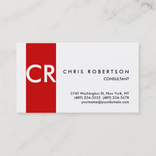 Affärskortet Monogram Black White Red Rand Visitkort