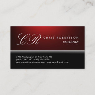 Affärskortet Monogram Black White Red Trendig Visitkort