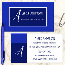 Affärskortet Monogram Blue PR Marknadsföring-mall Visitkort