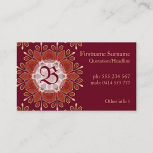 Affärskortet Monogram Deep Red Blommigt Emblem Visitkort