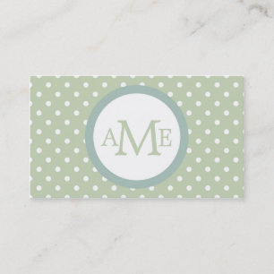 Affärskortet Monogram Ljust grönt White Polka Dot Visitkort