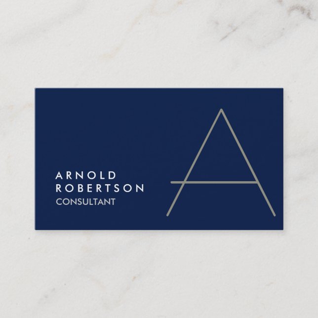 Affärskortet Monogram Mörk blått Trendig Visitkort (Framsida)