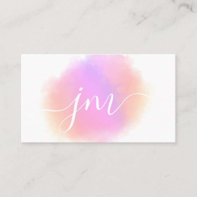 Affärskortet Monogram  Rosa Vit  (Framsida)