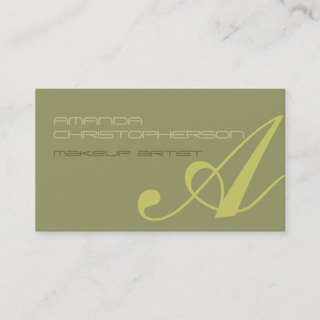 Affärskortet Monogram Script Beige Makeup Artist Visitkort (Framsida)