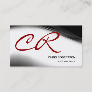 Affärskortet Monogram Script Black Red Consultant Visitkort