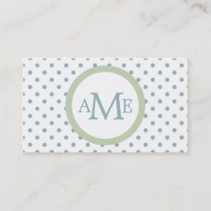 Affärskortet Monogram White Lt Blue Polka Dot Visitkort