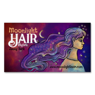 Affärskortet Moonlight Hair-Hair och Nagel Magnetiska Visitkort
