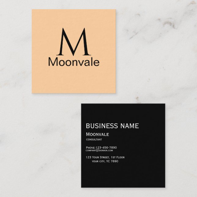 Affärskortet Moonvale Elegant Square - Minimalist (Fram/baksida)