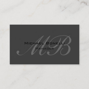 Affärskortet mörk Grått Script Monogram Manager Visitkort