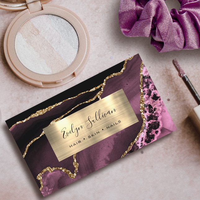 Affärskortet mörk Mauve och Gulfoljagat Visitkort (Skapare uppladdad)