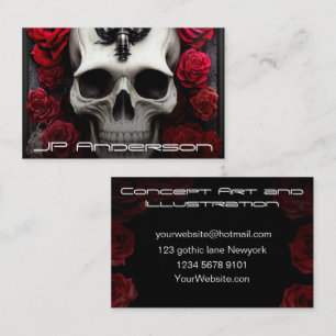 Affärskortet mörk och Gothic Skull och Ro Visitkort