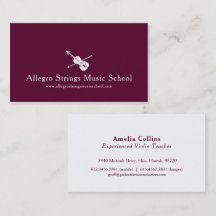 affärskortet mörk röd modern violinsträngar